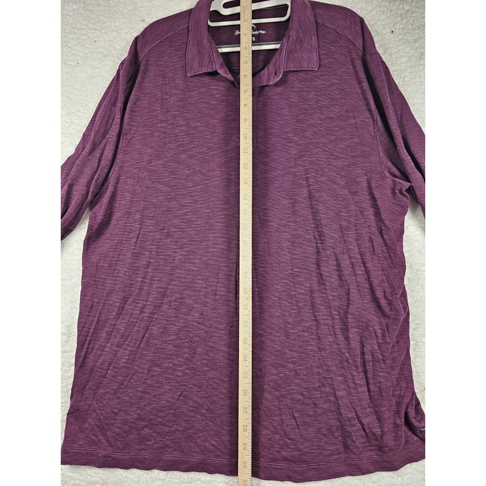 Tommy Bahama Men's XL Purple Long Sleeve Polo Shirt Tencel Cotton Heather Stripe - Picture 5 of 11